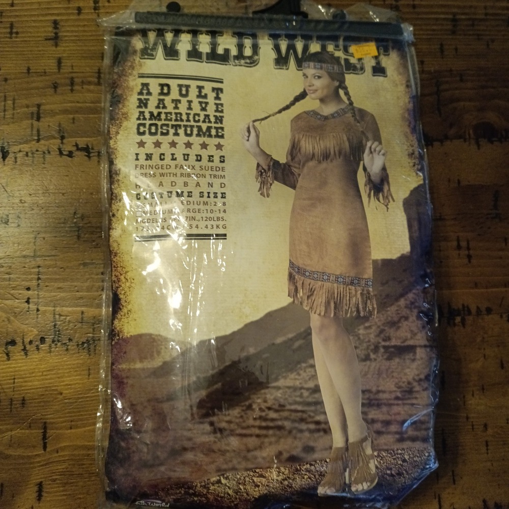 Fun World Wild West Adult Native American Costume Small Medium 111024 New
